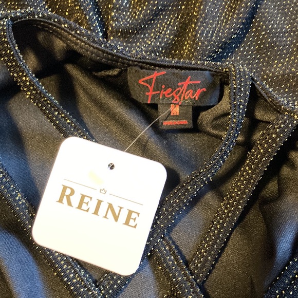 Fiestar Open Back Black and Gold Glitter Dress Size Medium - Picture 14 of 16
